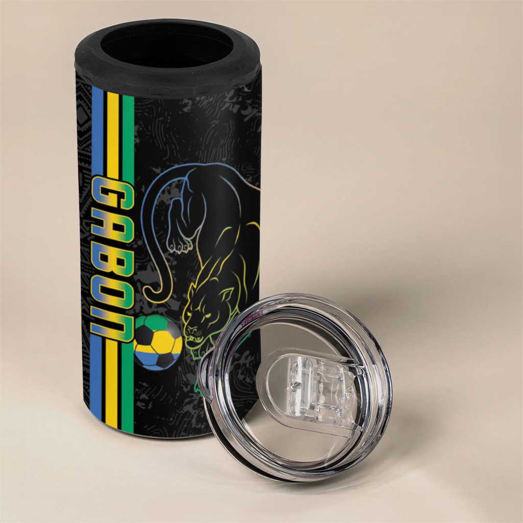 Custom Gabon Football 4 in 1 Can Cooler Tumbler Go Champions - Black Ver LT15