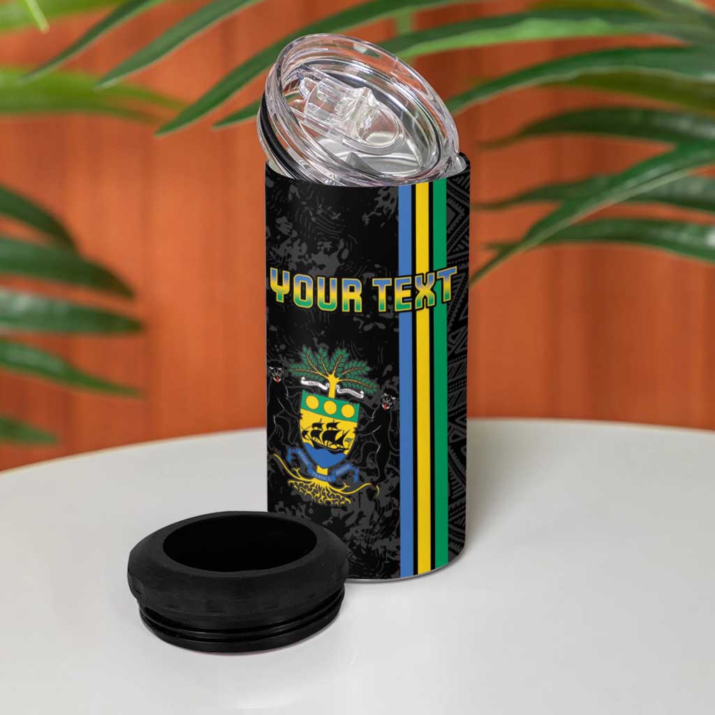 Custom Gabon Football 4 in 1 Can Cooler Tumbler Go Champions - Black Ver LT15