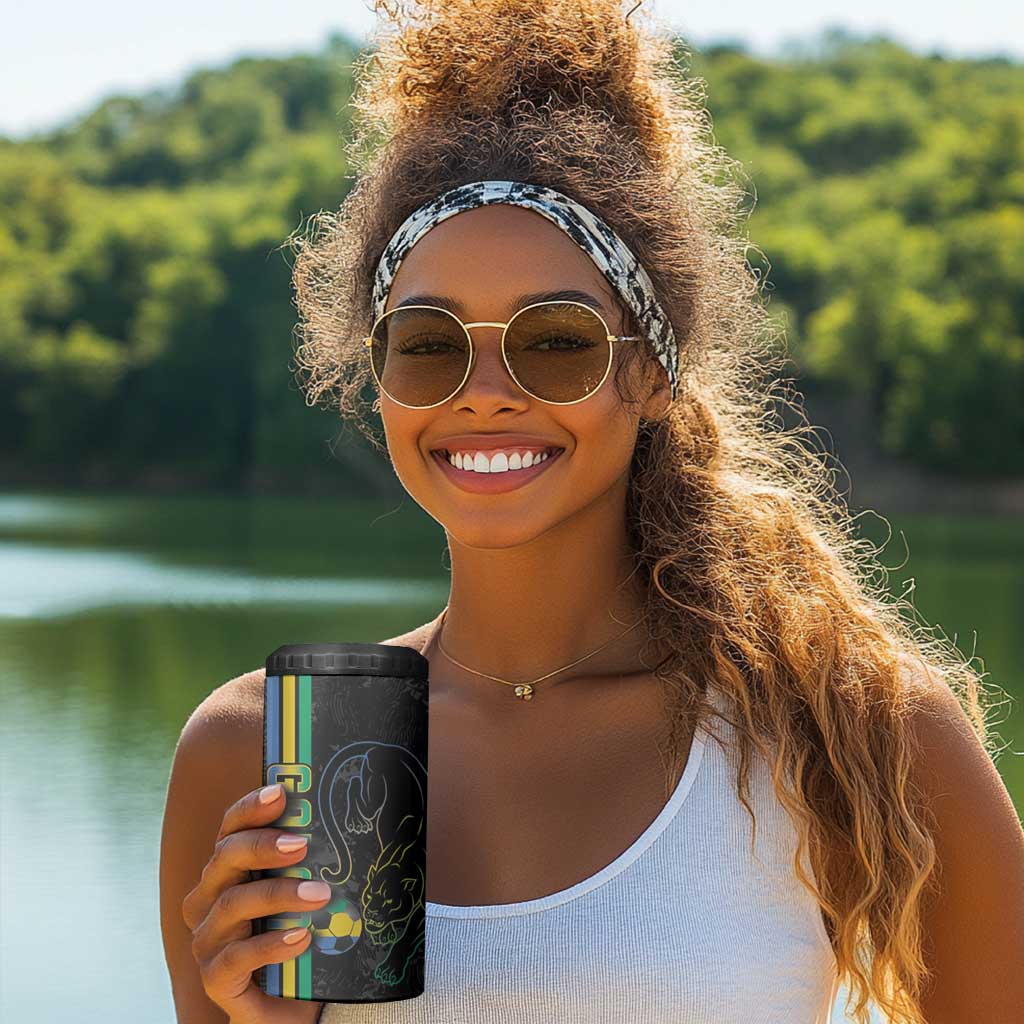 Custom Gabon Football 4 in 1 Can Cooler Tumbler Go Champions - Black Ver LT15
