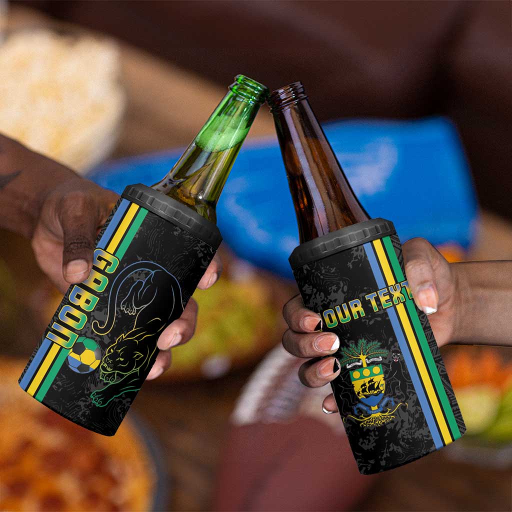 Custom Gabon Football 4 in 1 Can Cooler Tumbler Go Champions - Black Ver LT15