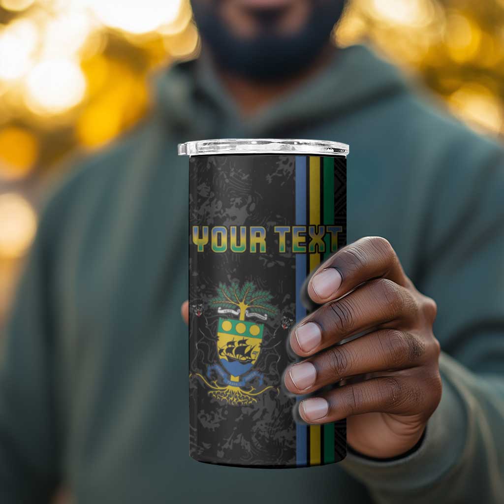 Custom Gabon Football 4 in 1 Can Cooler Tumbler Go Champions - Black Ver LT15