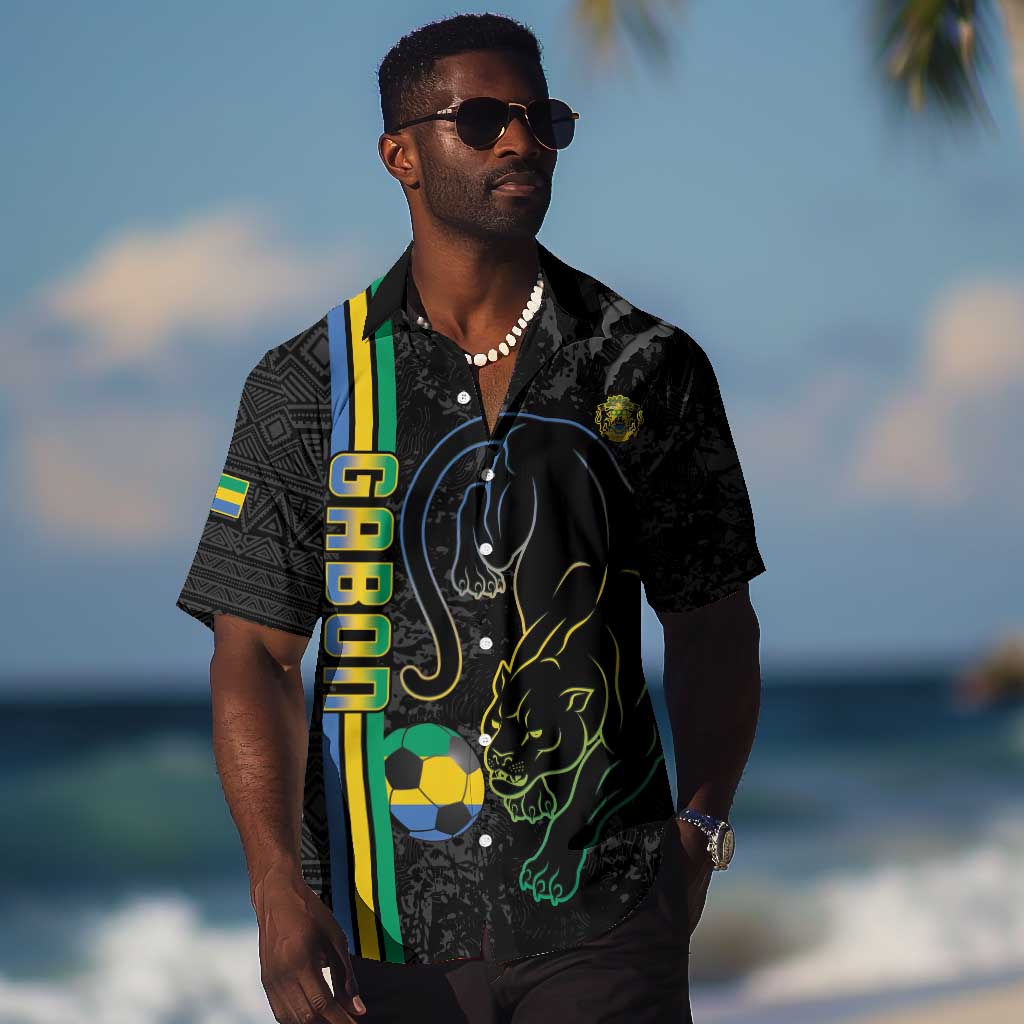 Custom Gabon Football Hawaiian Shirt Go Champions - Black Ver LT15