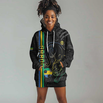 Custom Gabon Football Hoodie Dress Go Champions - Black Ver LT15