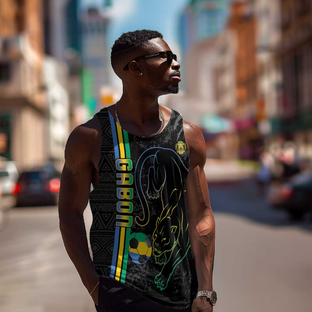 Custom Gabon Football Men Tank Top Go Champions - Black Ver LT15