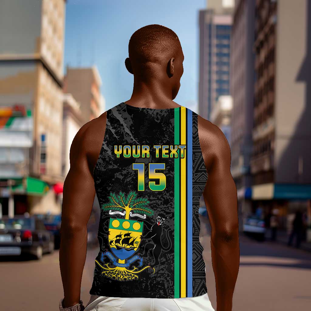 Custom Gabon Football Men Tank Top Go Champions - Black Ver LT15