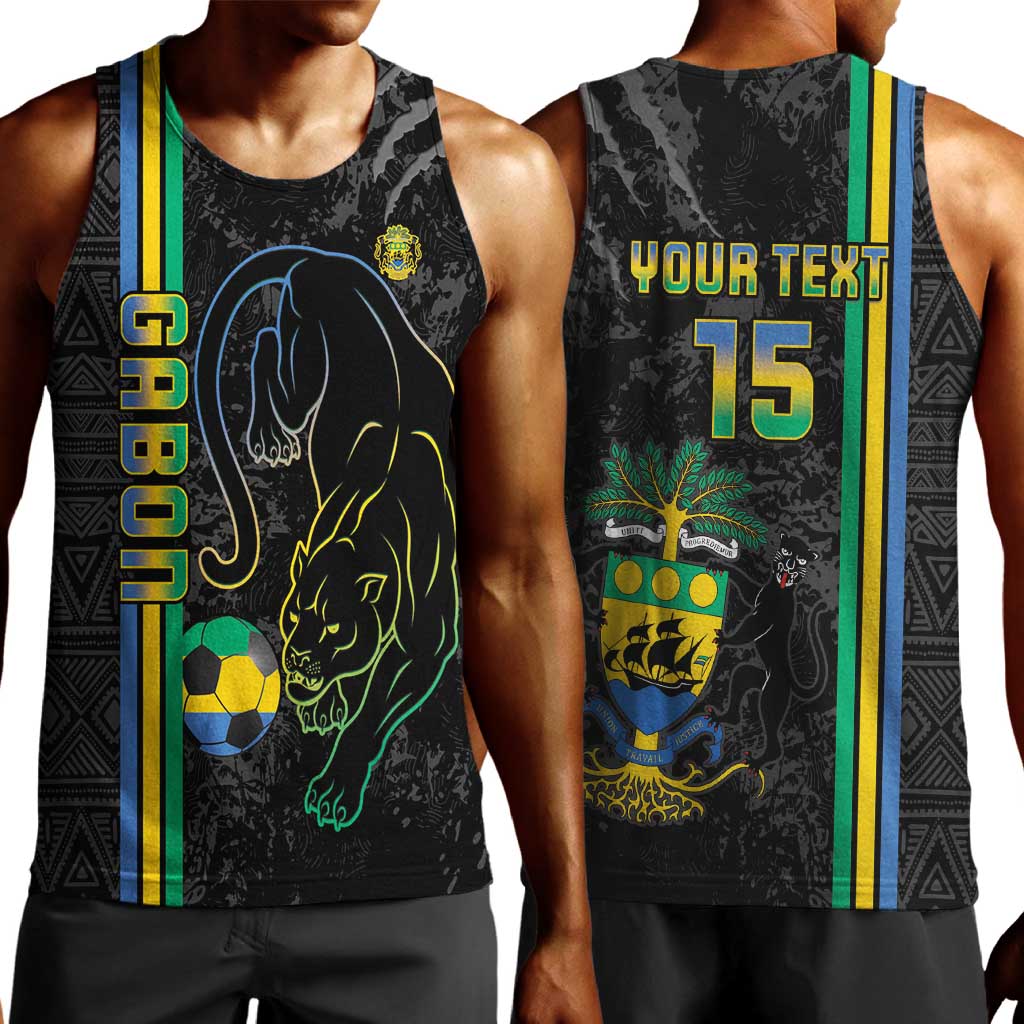 Custom Gabon Football Men Tank Top Go Champions - Black Ver LT15