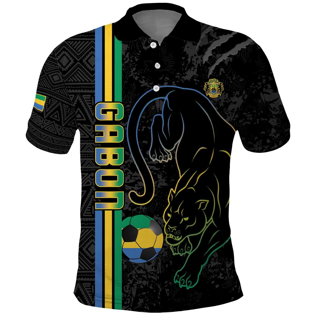 Custom Gabon Football Polo Shirt Go Les Pantheres - Black Ver LT15
