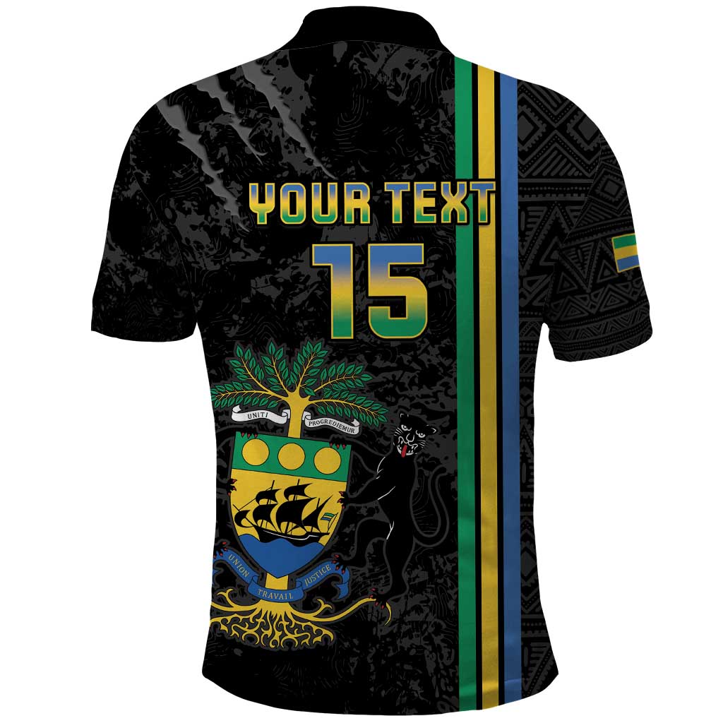 Custom Gabon Football Polo Shirt Go Les Pantheres - Black Ver LT15