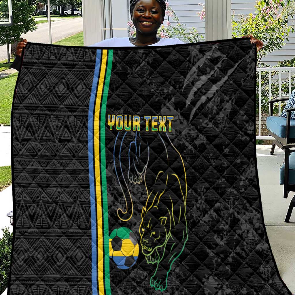 Custom Gabon Football Quilt Go Champions - Black Ver LT15