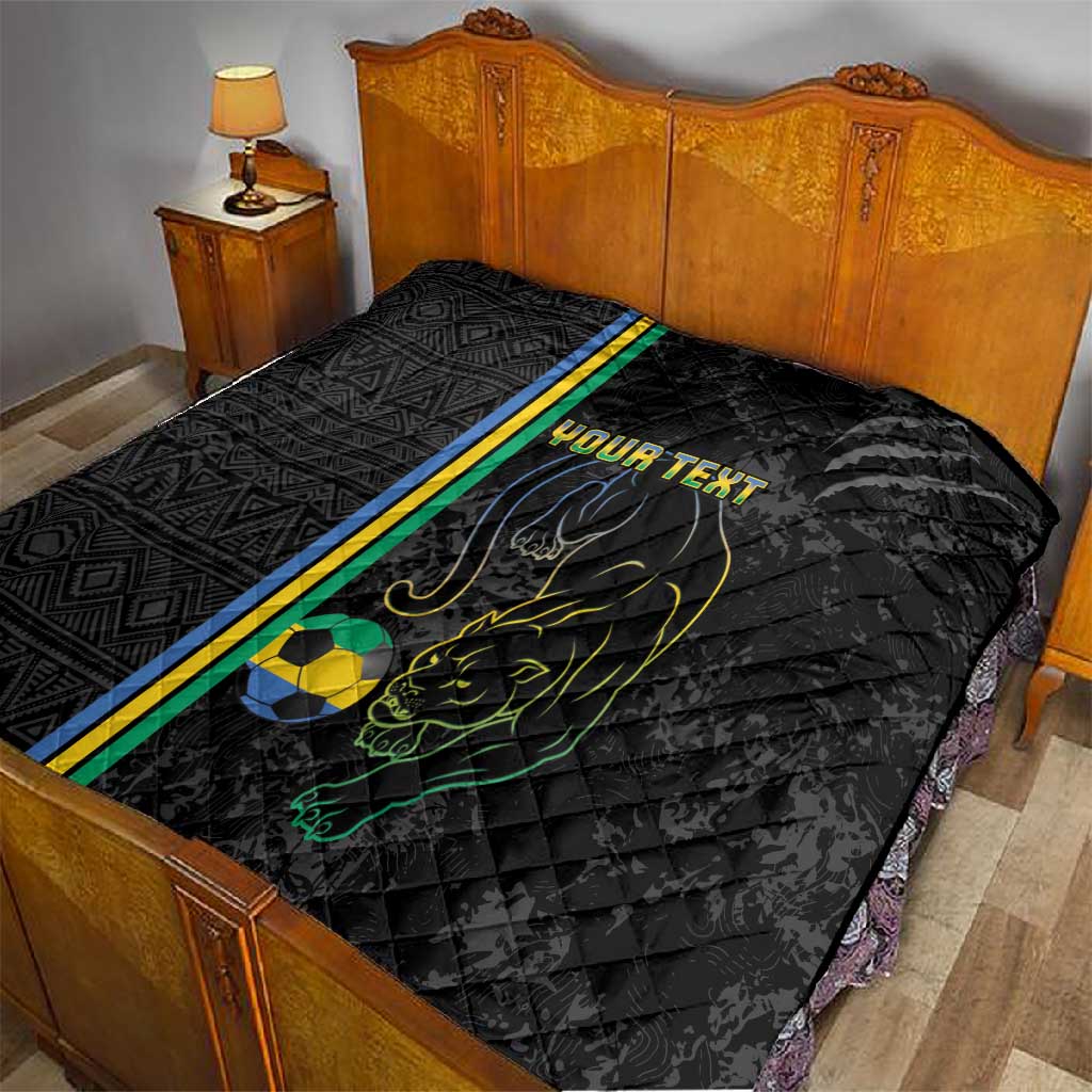 Custom Gabon Football Quilt Go Champions - Black Ver LT15