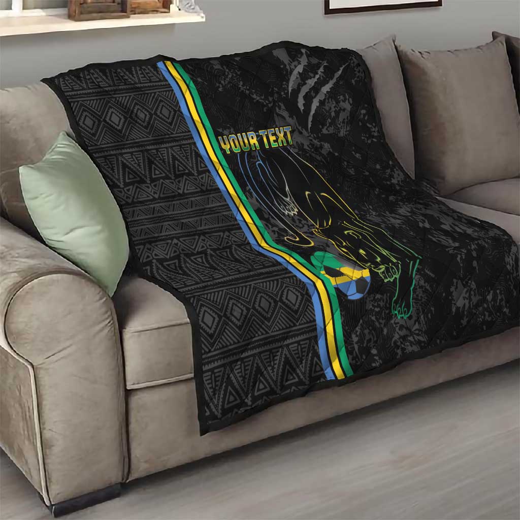 Custom Gabon Football Quilt Go Champions - Black Ver LT15