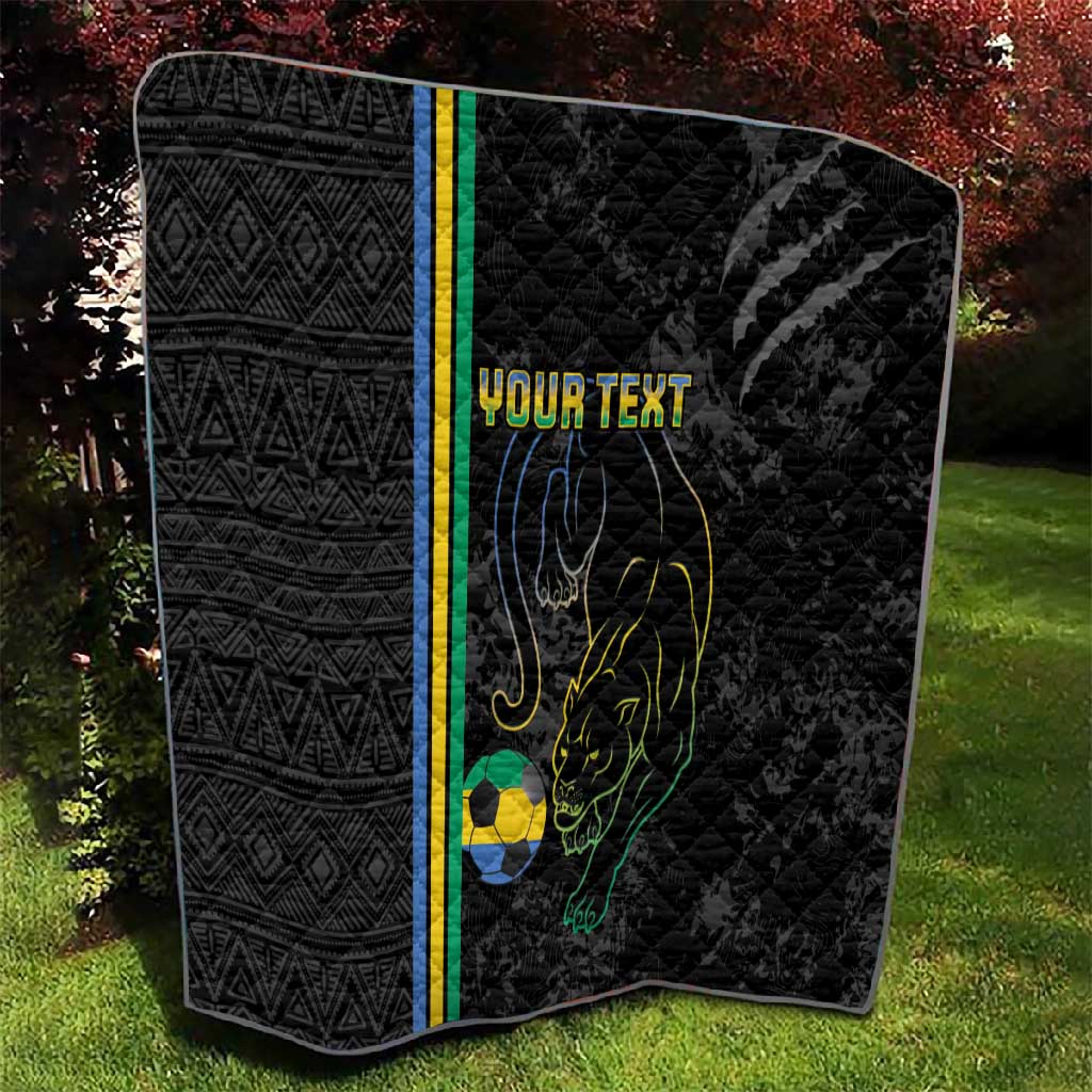 Custom Gabon Football Quilt Go Champions - Black Ver LT15