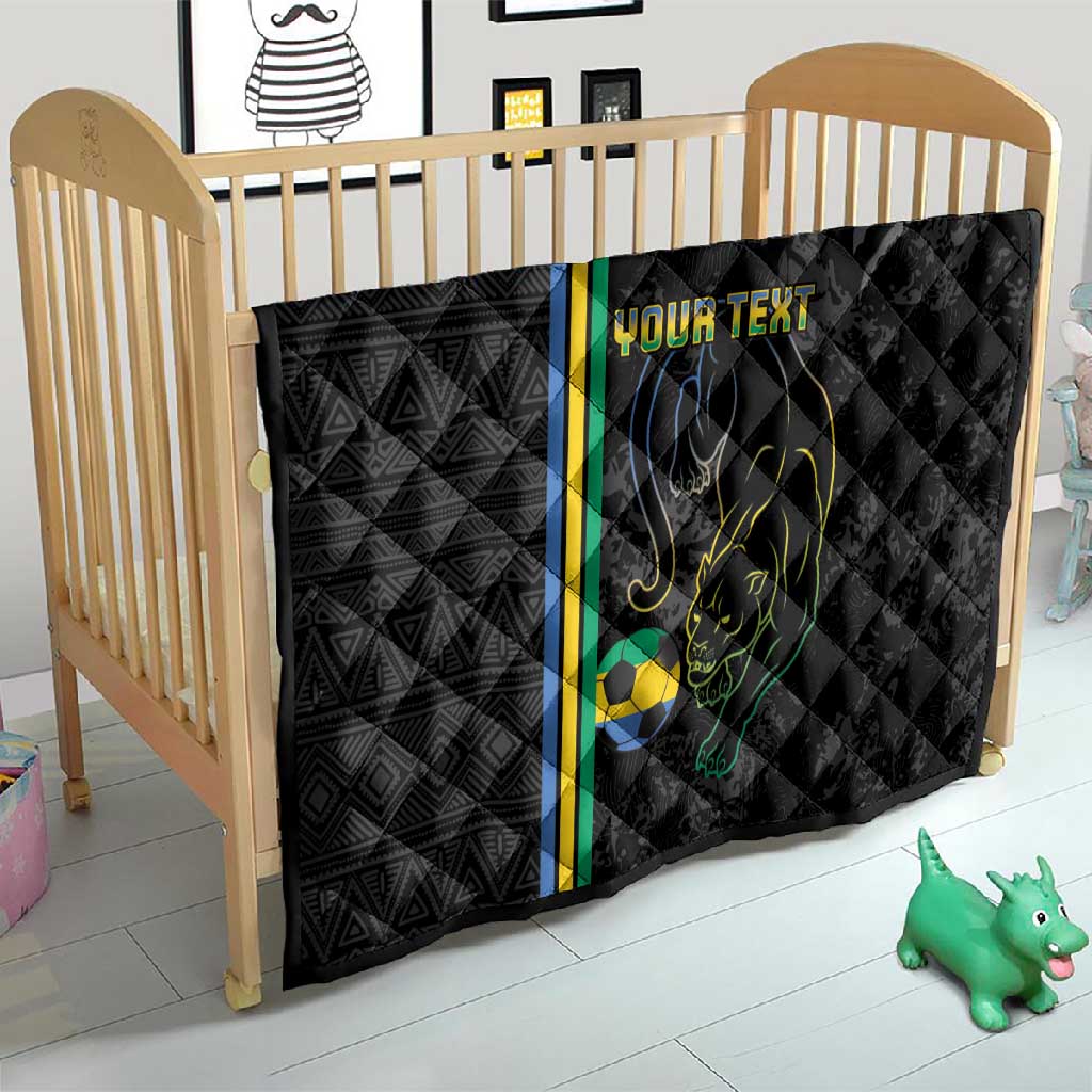 Custom Gabon Football Quilt Go Champions - Black Ver LT15