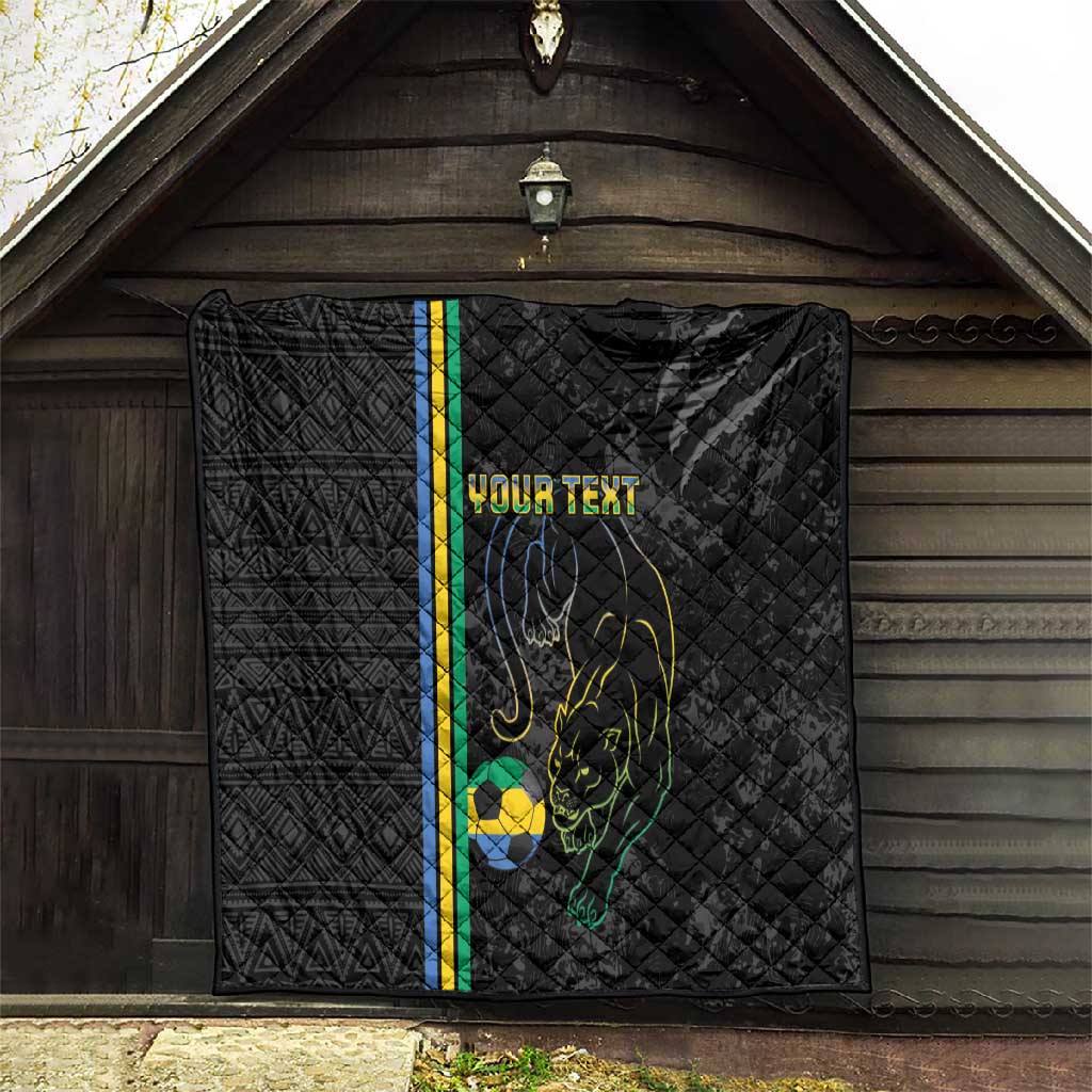 Custom Gabon Football Quilt Go Champions - Black Ver LT15
