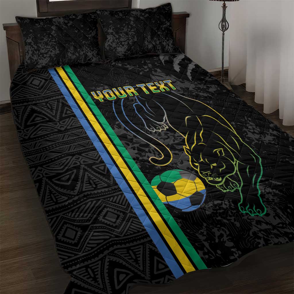 Custom Gabon Football Quilt Bed Set Go Champions - Black Ver LT15