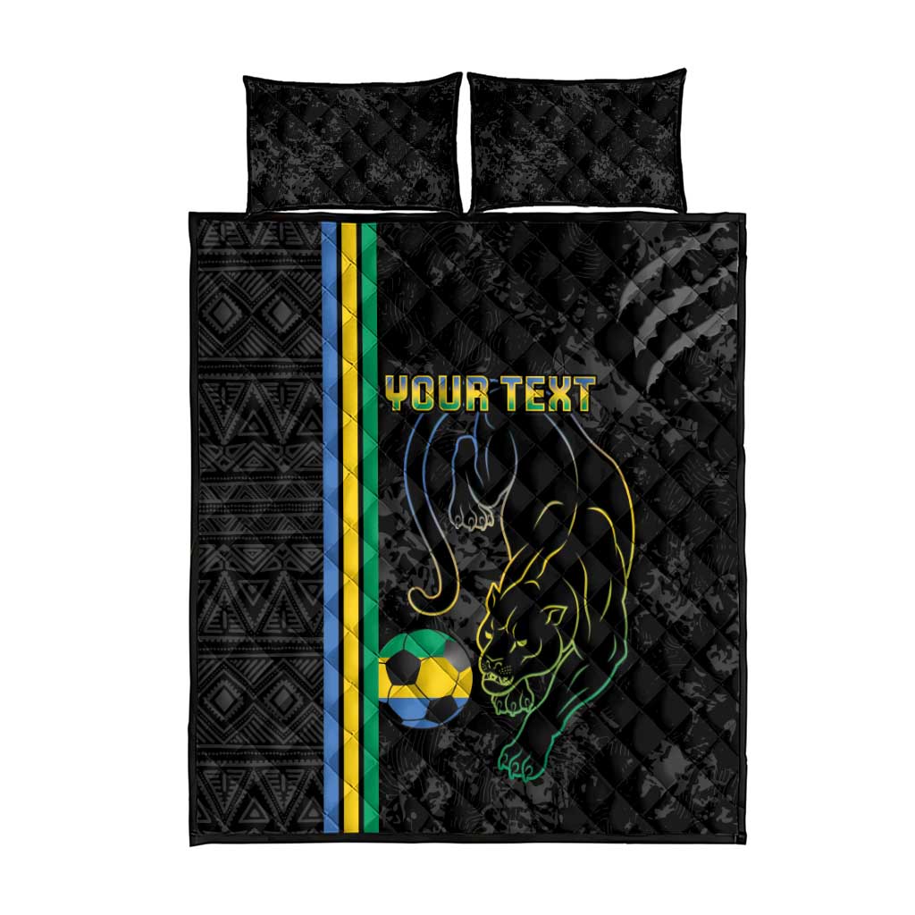 Custom Gabon Football Quilt Bed Set Go Champions - Black Ver LT15