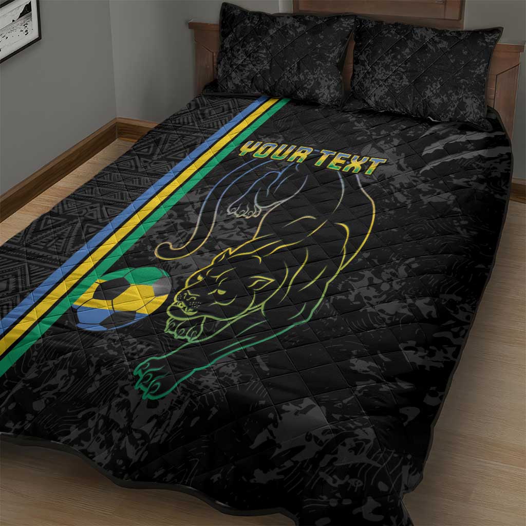 Custom Gabon Football Quilt Bed Set Go Champions - Black Ver LT15
