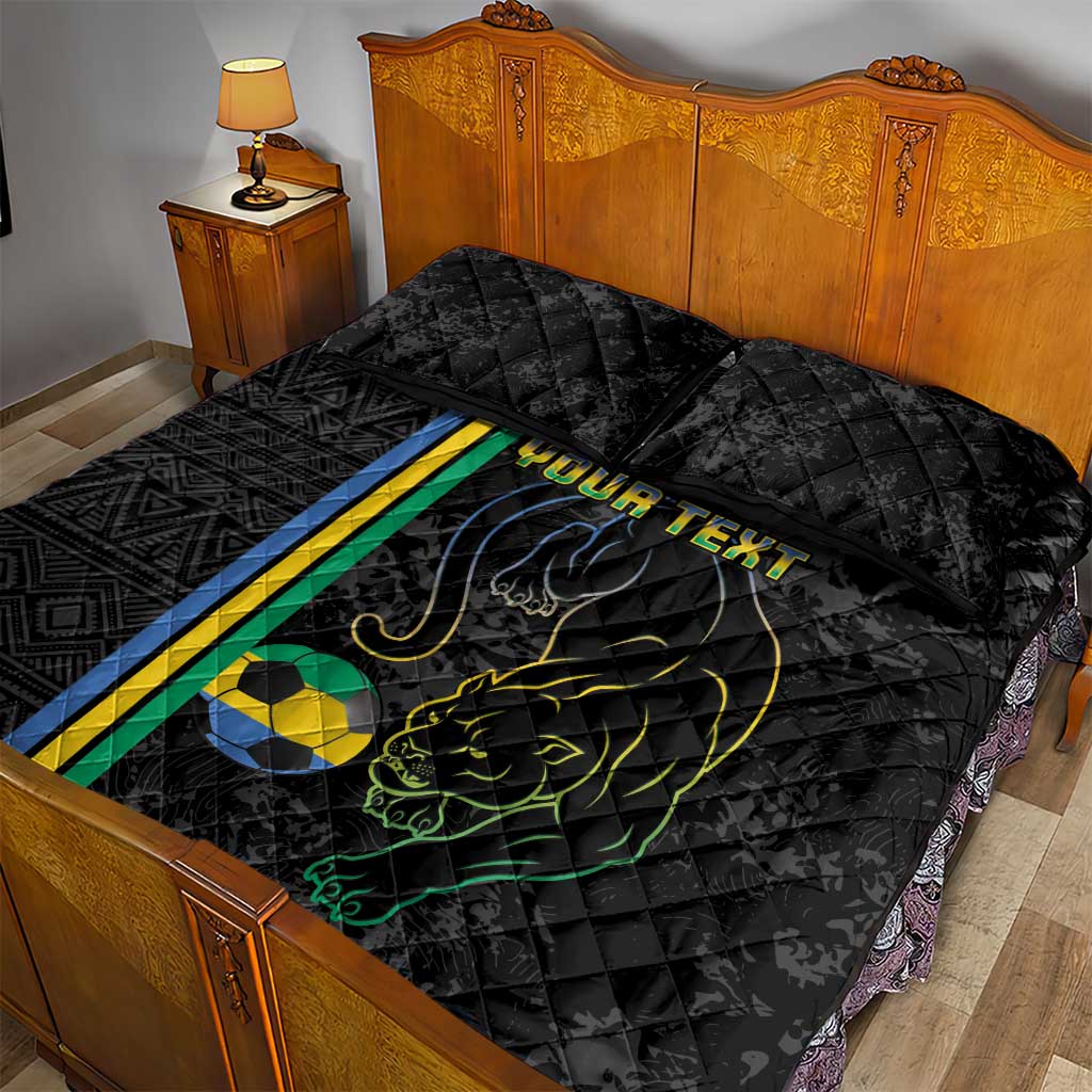 Custom Gabon Football Quilt Bed Set Go Champions - Black Ver LT15