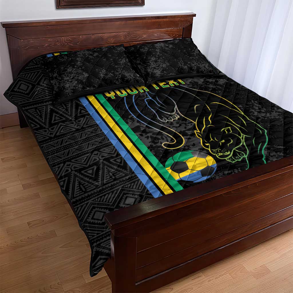 Custom Gabon Football Quilt Bed Set Go Champions - Black Ver LT15