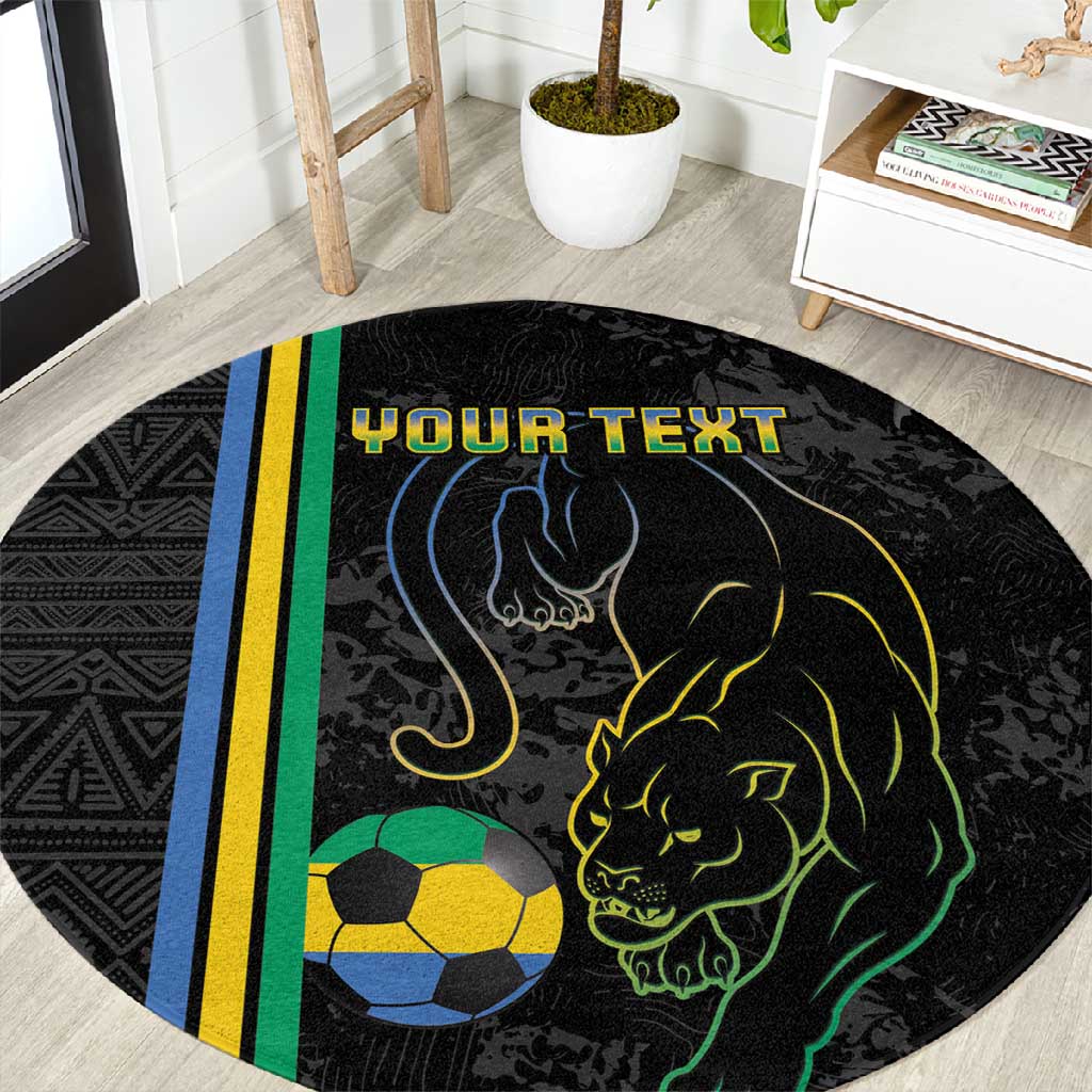 Custom Gabon Football Round Carpet Go Champions - Black Ver LT15