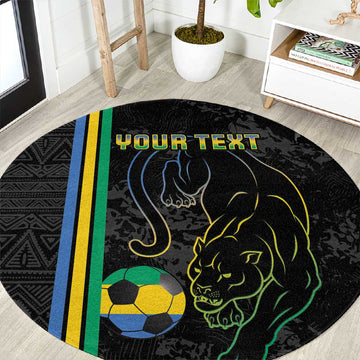 Custom Gabon Football Round Carpet Go Champions - Black Ver LT15