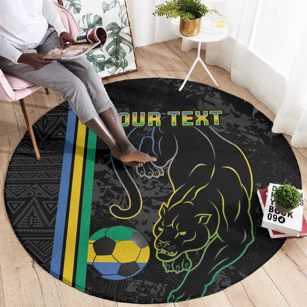 Custom Gabon Football Round Carpet Go Champions - Black Ver LT15