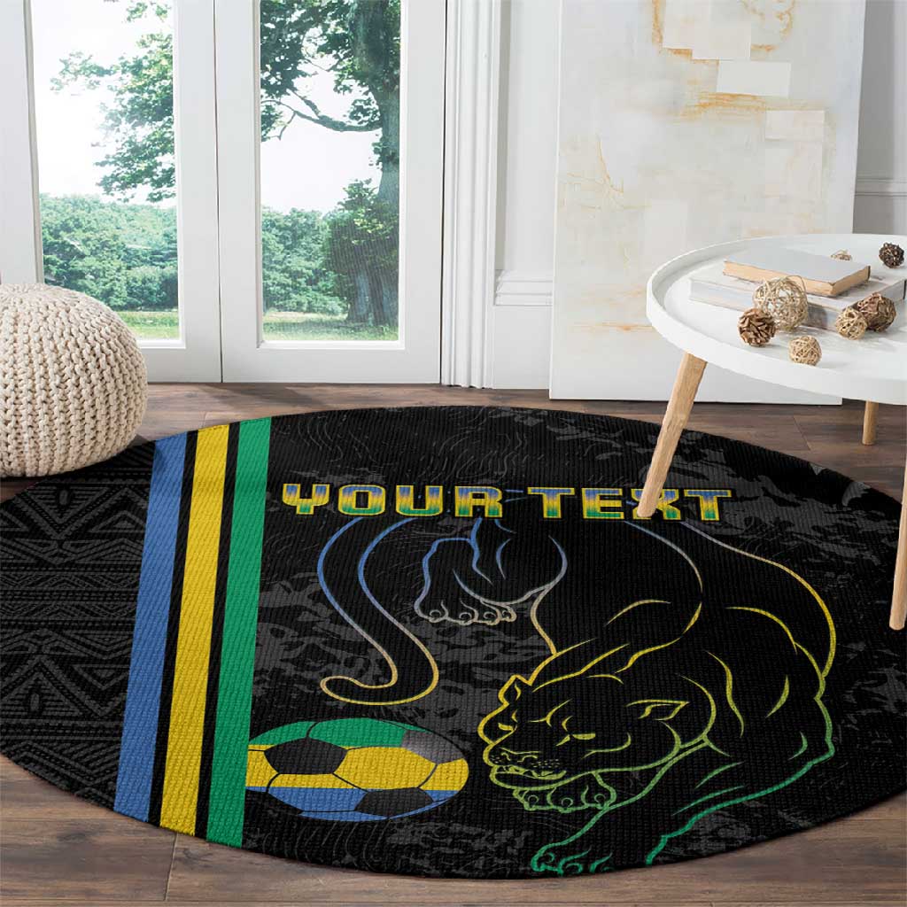 Custom Gabon Football Round Carpet Go Champions - Black Ver LT15