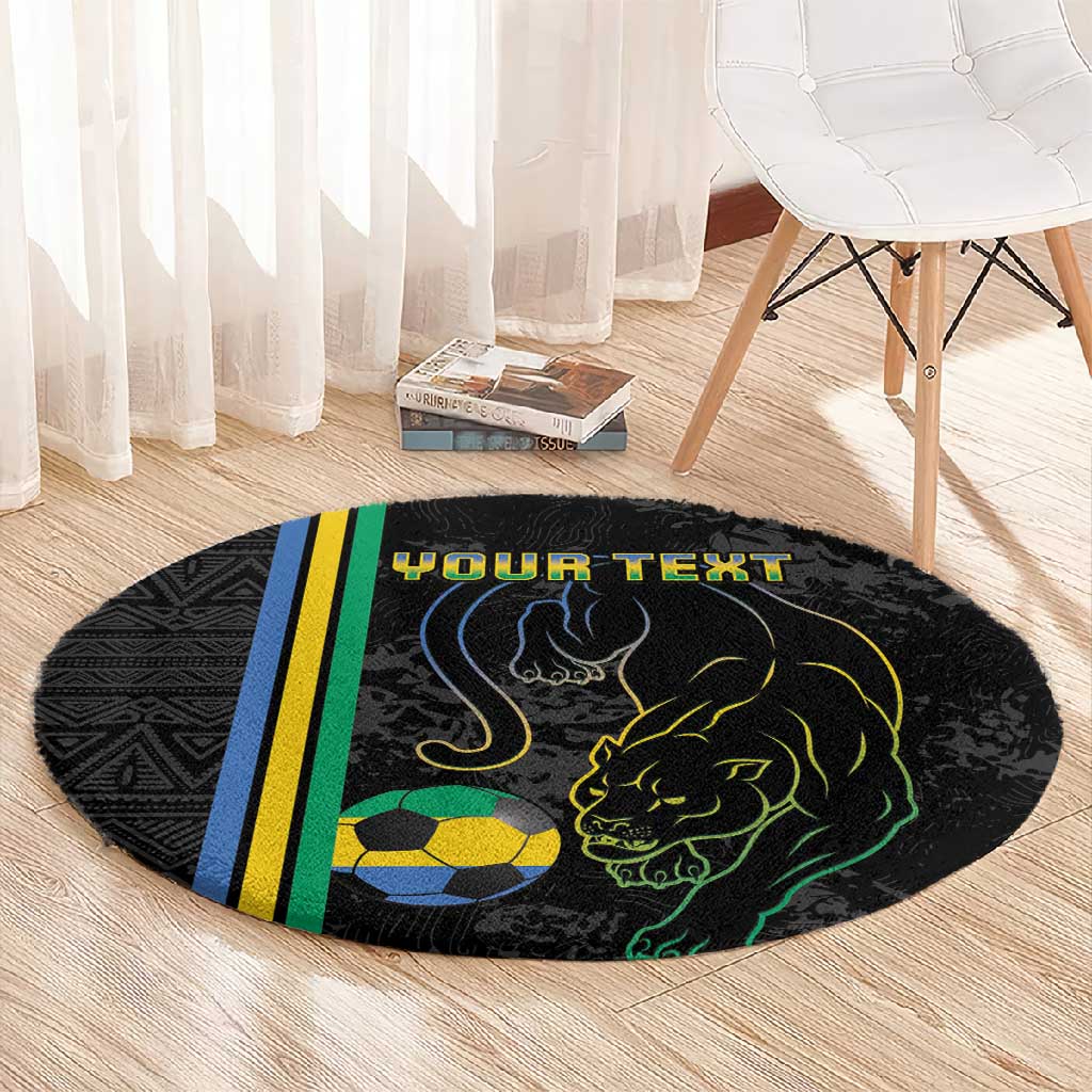 Custom Gabon Football Round Carpet Go Champions - Black Ver LT15