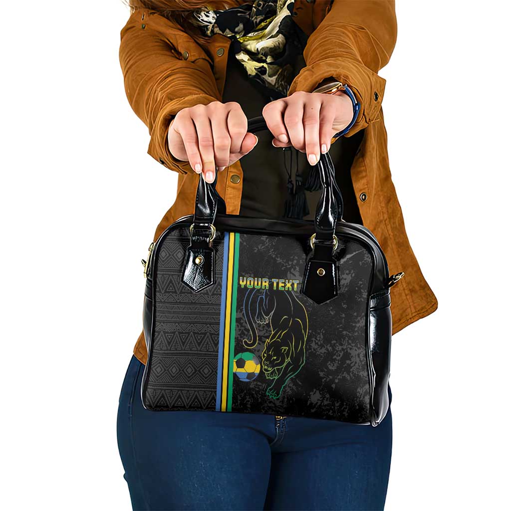 Custom Gabon Football Shoulder Handbag Go Les Pantheres - Black Ver LT15