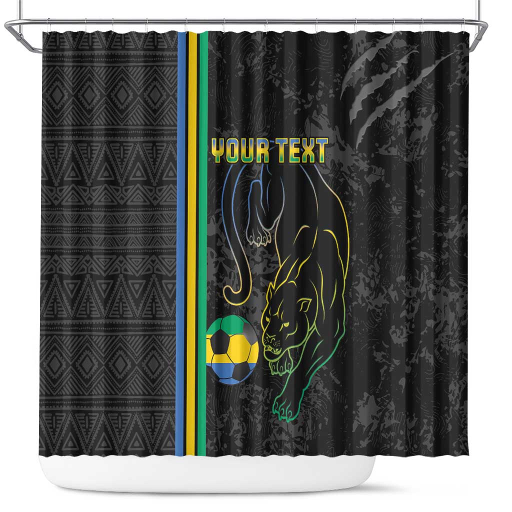 Custom Gabon Football Shower Curtain Go Les Pantheres - Black Ver LT15