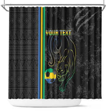 Custom Gabon Football Shower Curtain Go Les Pantheres - Black Ver LT15