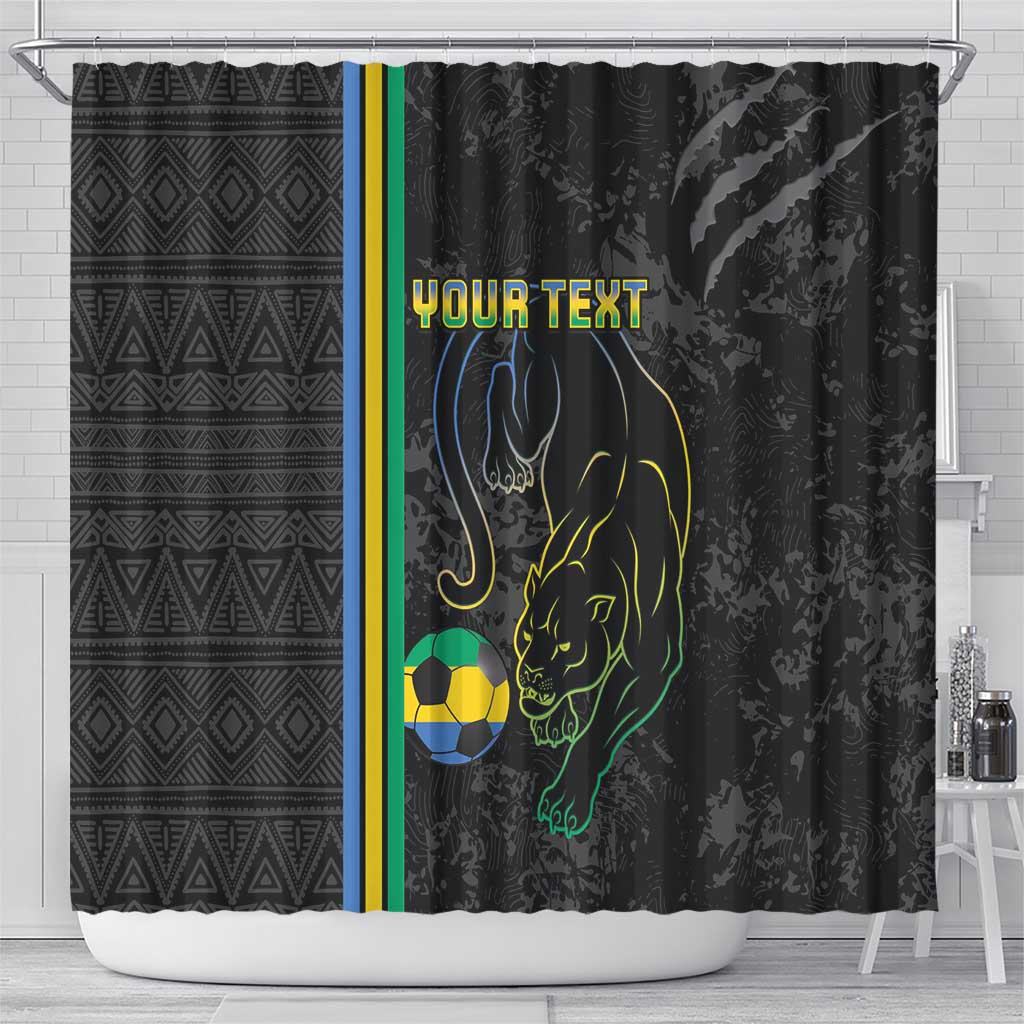 Custom Gabon Football Shower Curtain Go Les Pantheres - Black Ver LT15