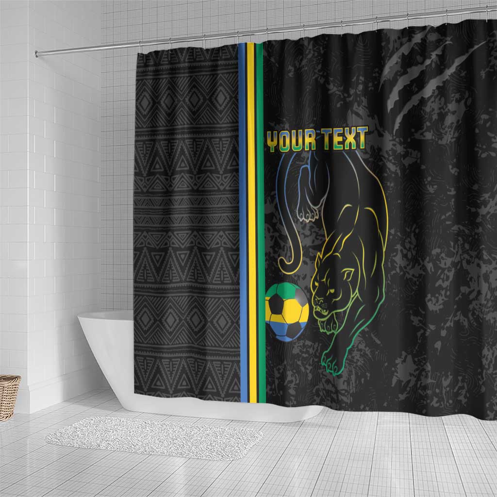 Custom Gabon Football Shower Curtain Go Les Pantheres - Black Ver LT15