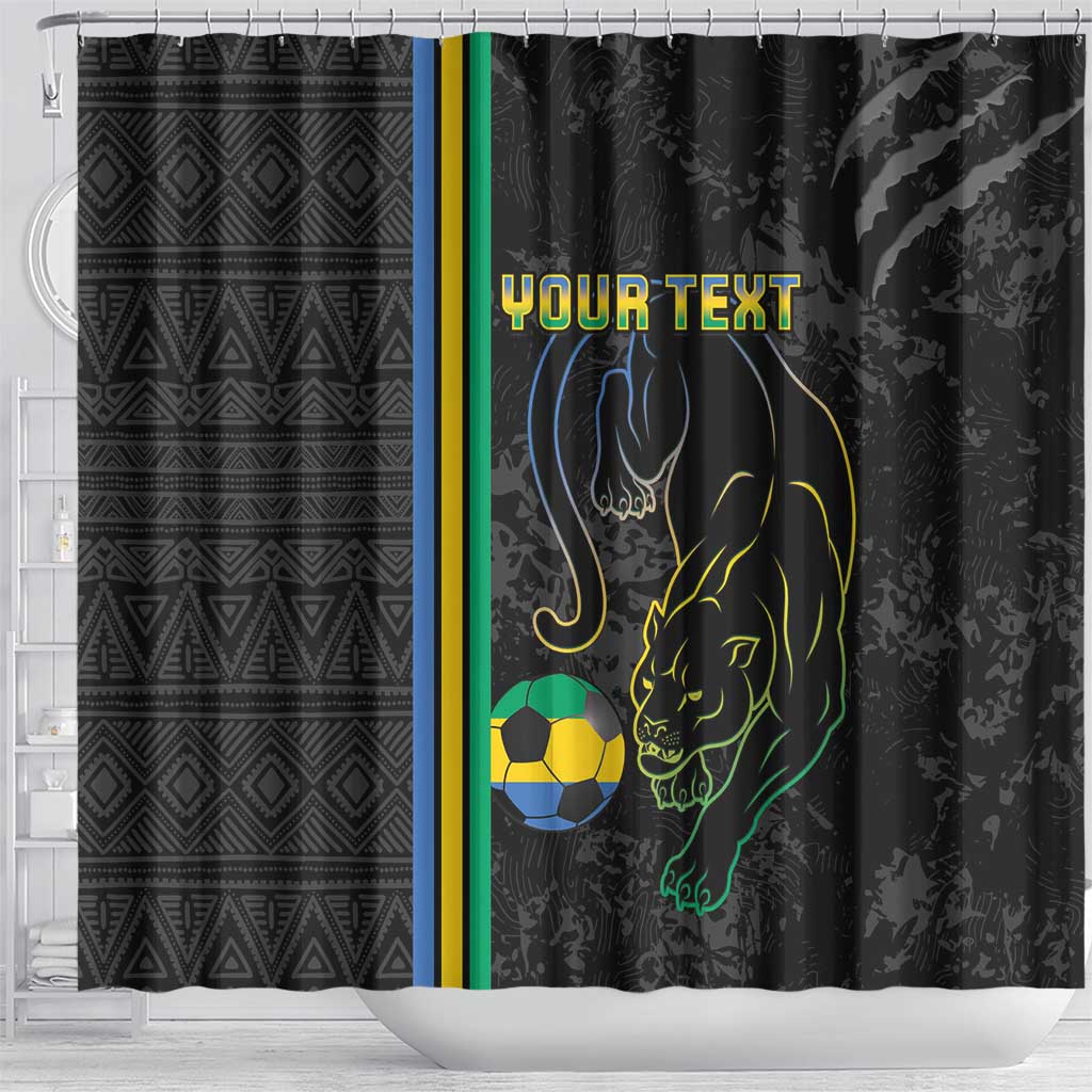 Custom Gabon Football Shower Curtain Go Les Pantheres - Black Ver LT15