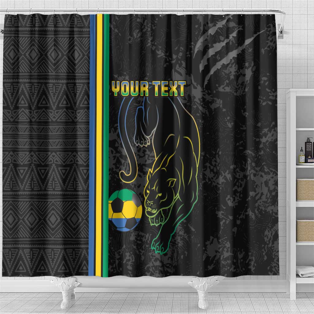 Custom Gabon Football Shower Curtain Go Les Pantheres - Black Ver LT15