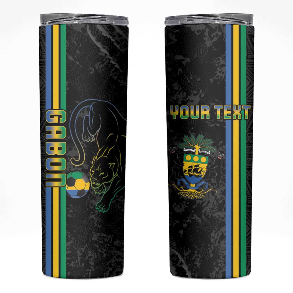Custom Gabon Football Skinny Tumbler Go Champions - Black Ver LT15
