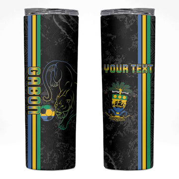 Custom Gabon Football Skinny Tumbler Go Champions - Black Ver LT15