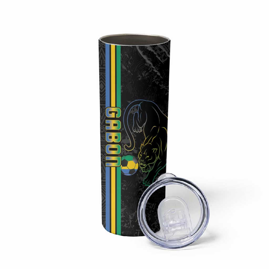 Custom Gabon Football Skinny Tumbler Go Champions - Black Ver LT15
