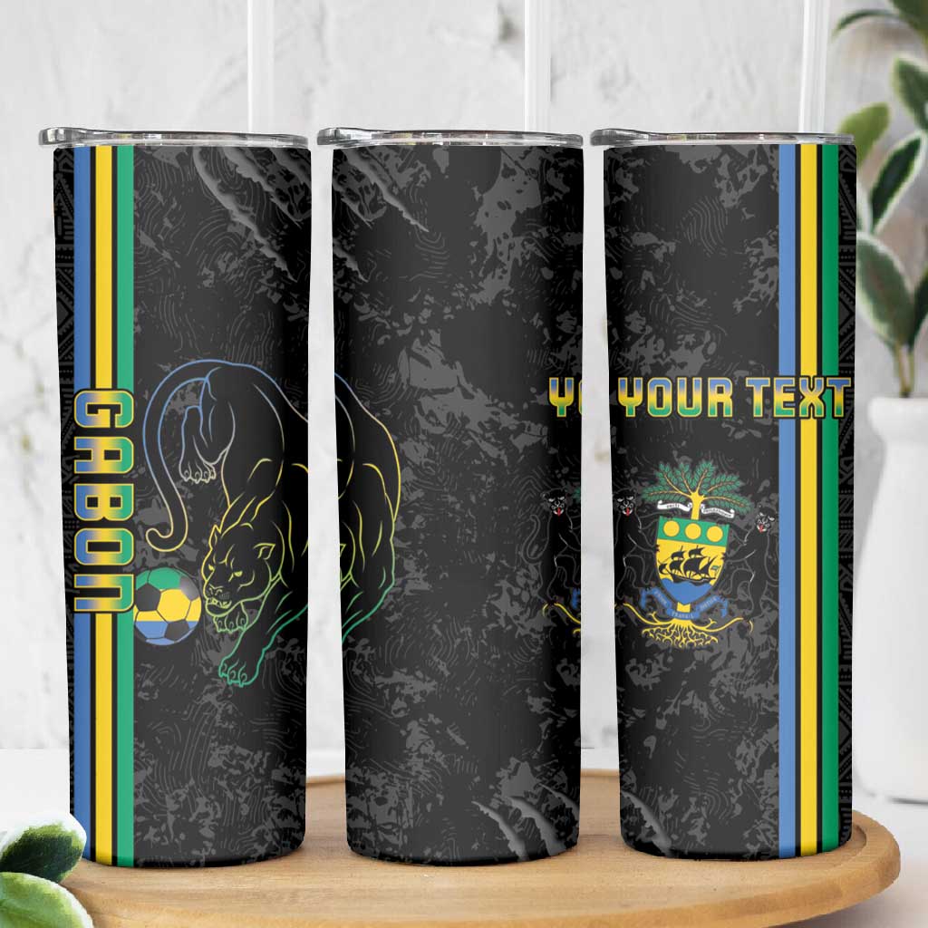 Custom Gabon Football Skinny Tumbler Go Champions - Black Ver LT15