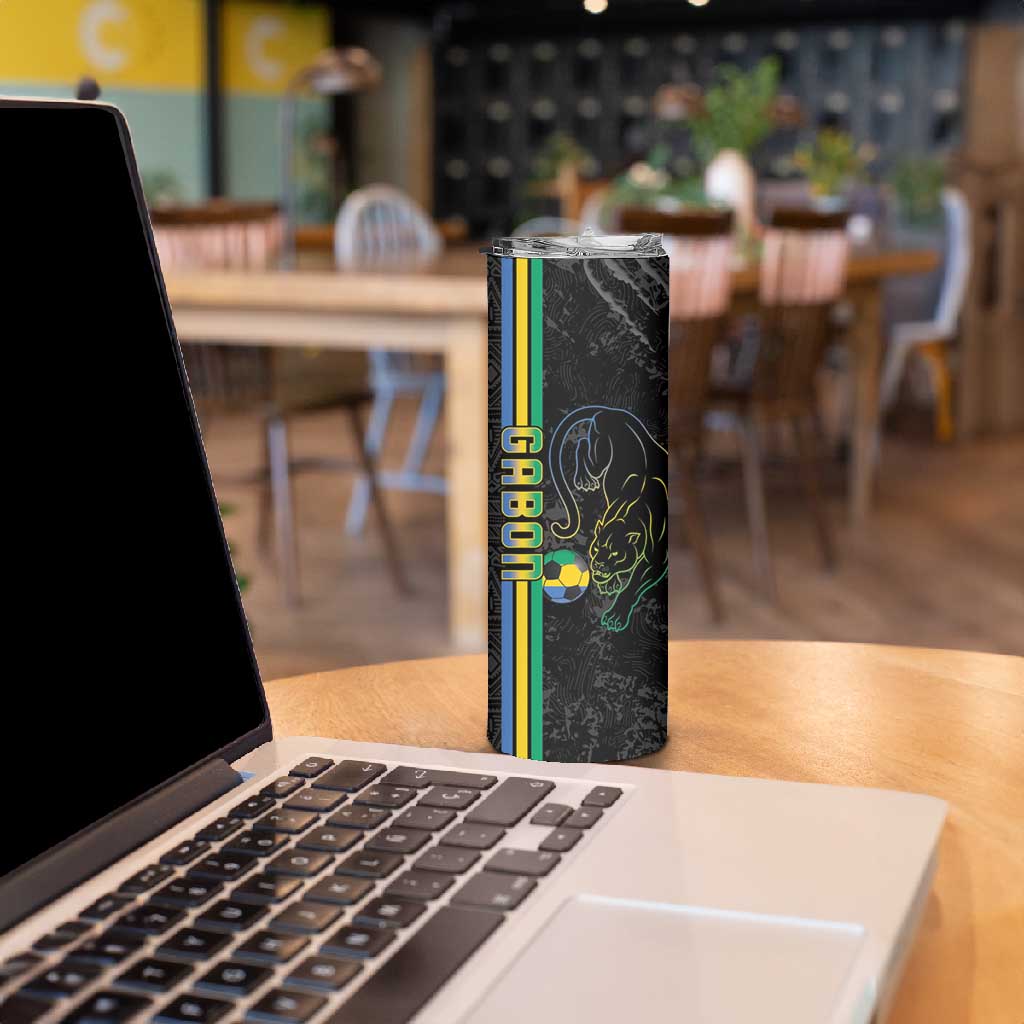 Custom Gabon Football Skinny Tumbler Go Champions - Black Ver LT15