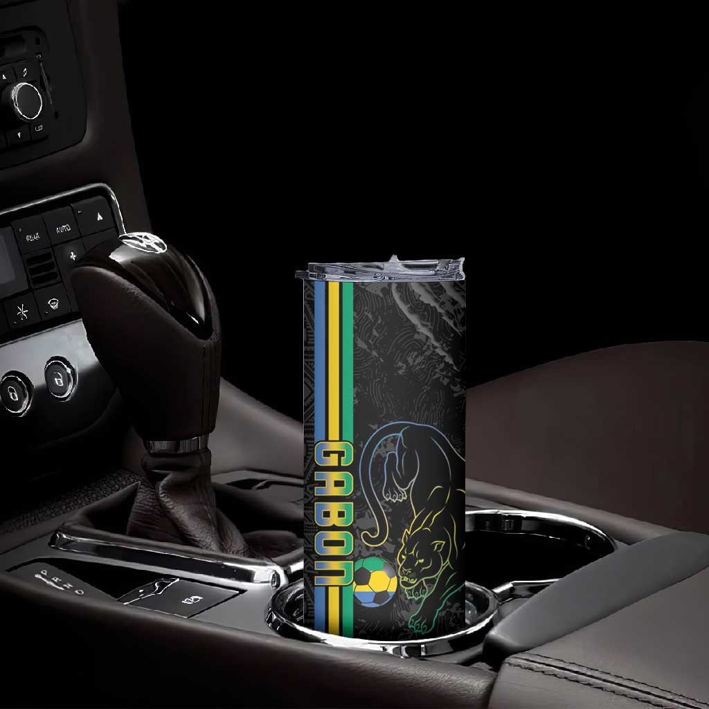 Custom Gabon Football Skinny Tumbler Go Champions - Black Ver LT15