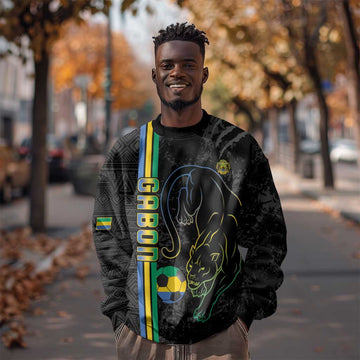 Custom Gabon Football Sweatshirt Go Champions - Black Ver LT15