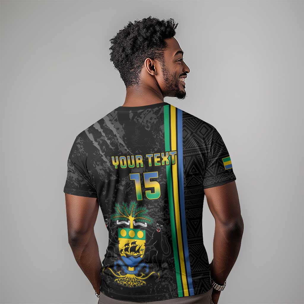 Custom Gabon Football T shirt Go Champions - Black Ver LT15