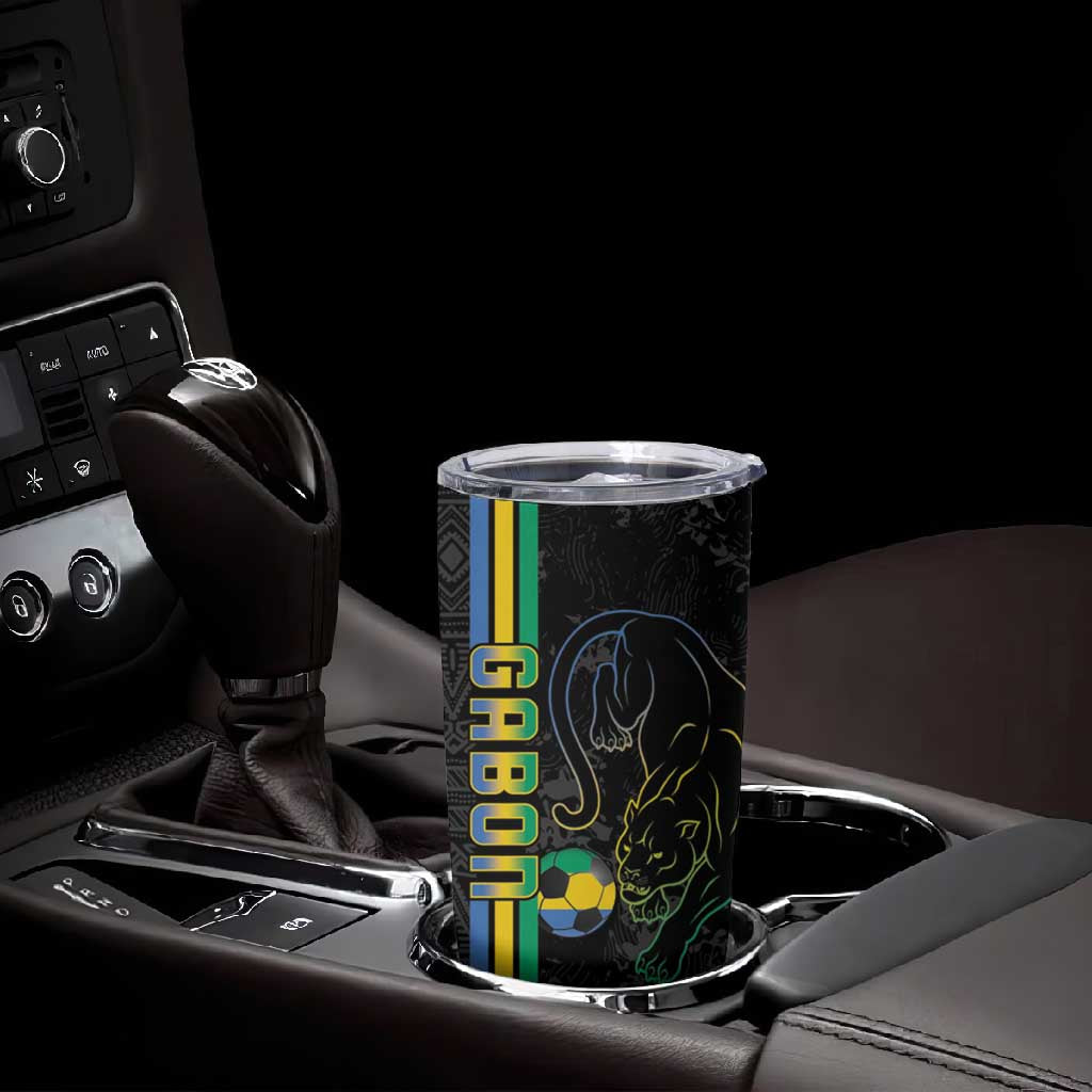 Custom Gabon Football Tumbler Cup Go Champions - Black Ver LT15
