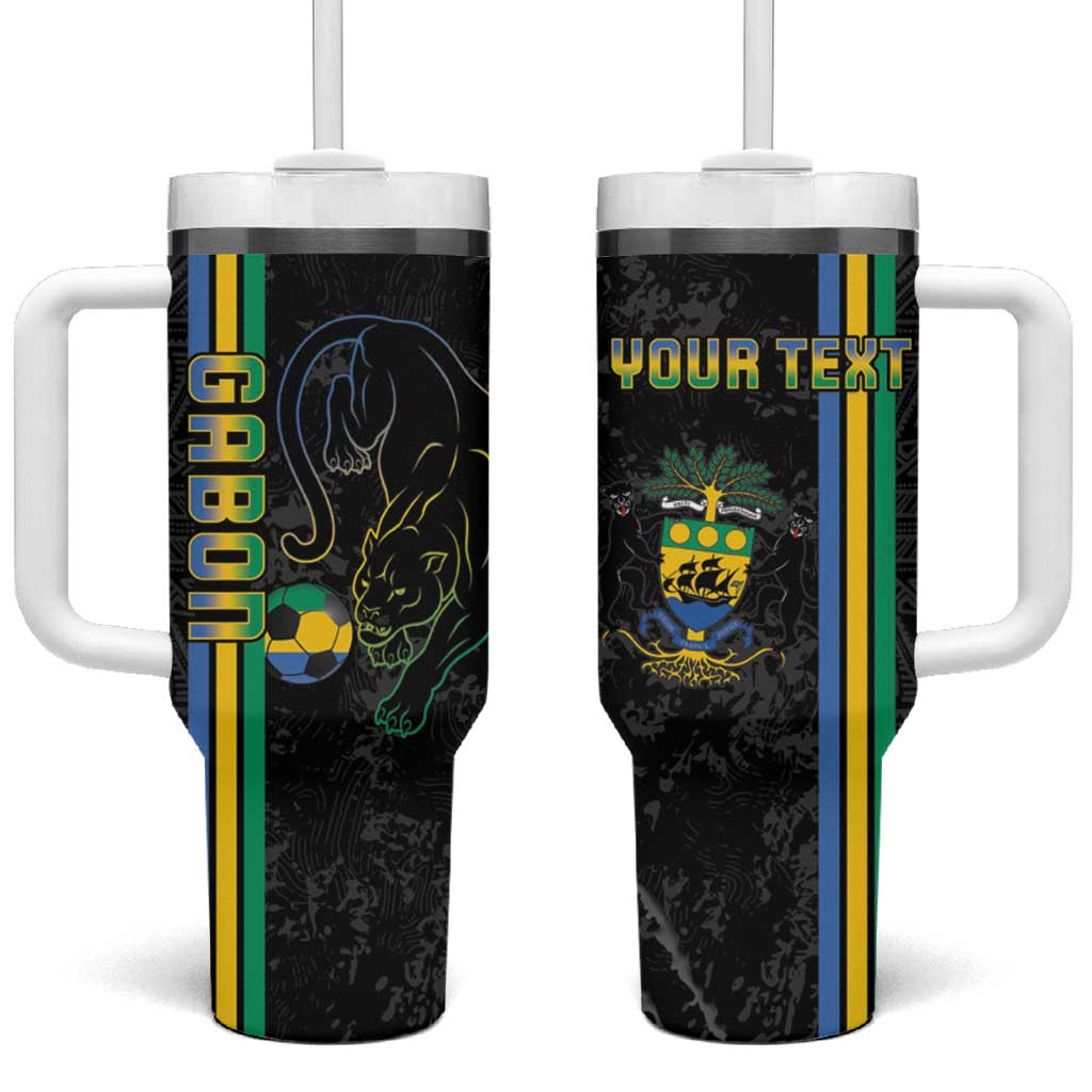 Custom Gabon Football Tumbler With Handle Go Champions - Black Ver LT15