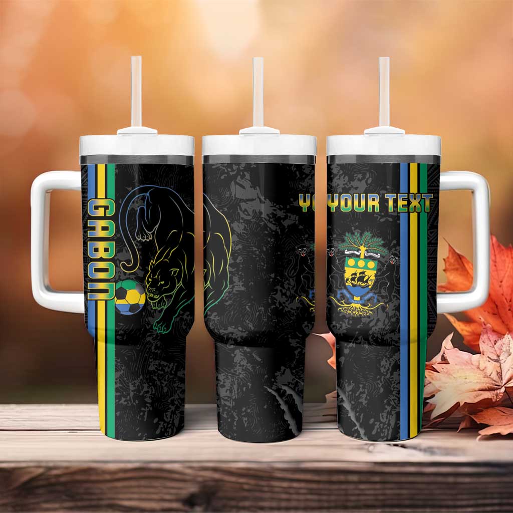 Custom Gabon Football Tumbler With Handle Go Champions - Black Ver LT15
