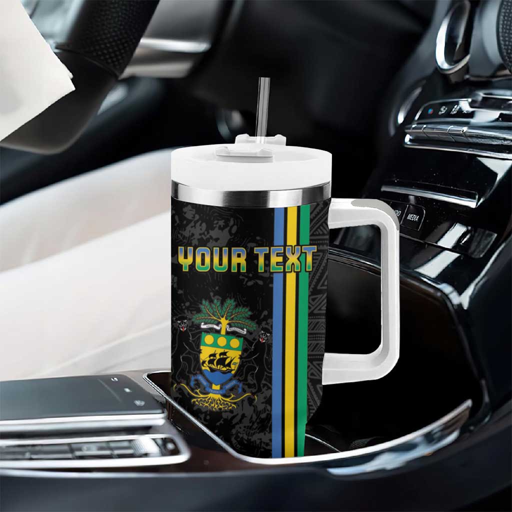 Custom Gabon Football Tumbler With Handle Go Champions - Black Ver LT15
