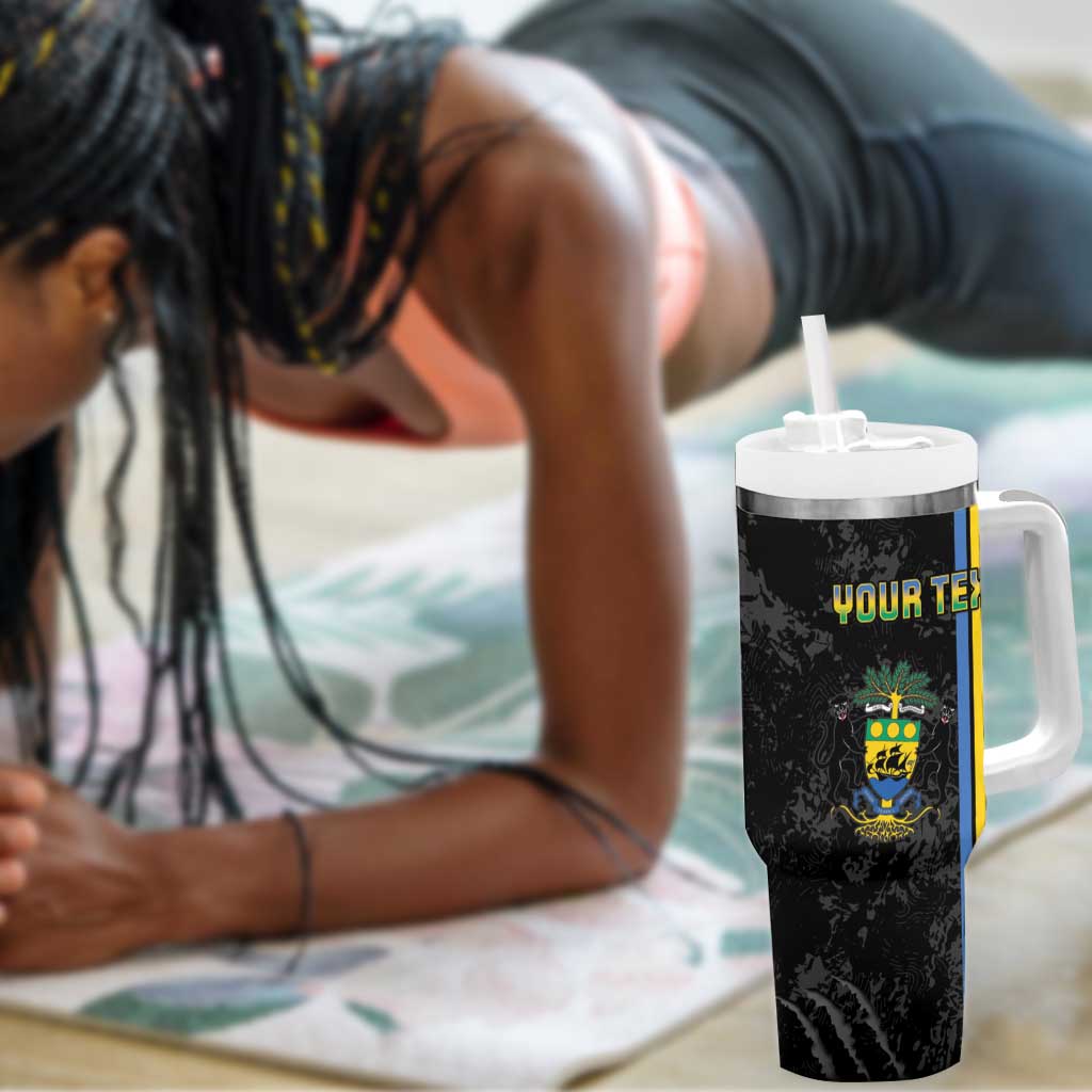 Custom Gabon Football Tumbler With Handle Go Champions - Black Ver LT15