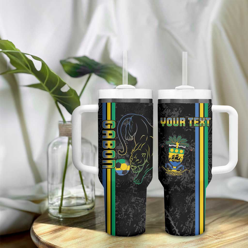 Custom Gabon Football Tumbler With Handle Go Champions - Black Ver LT15