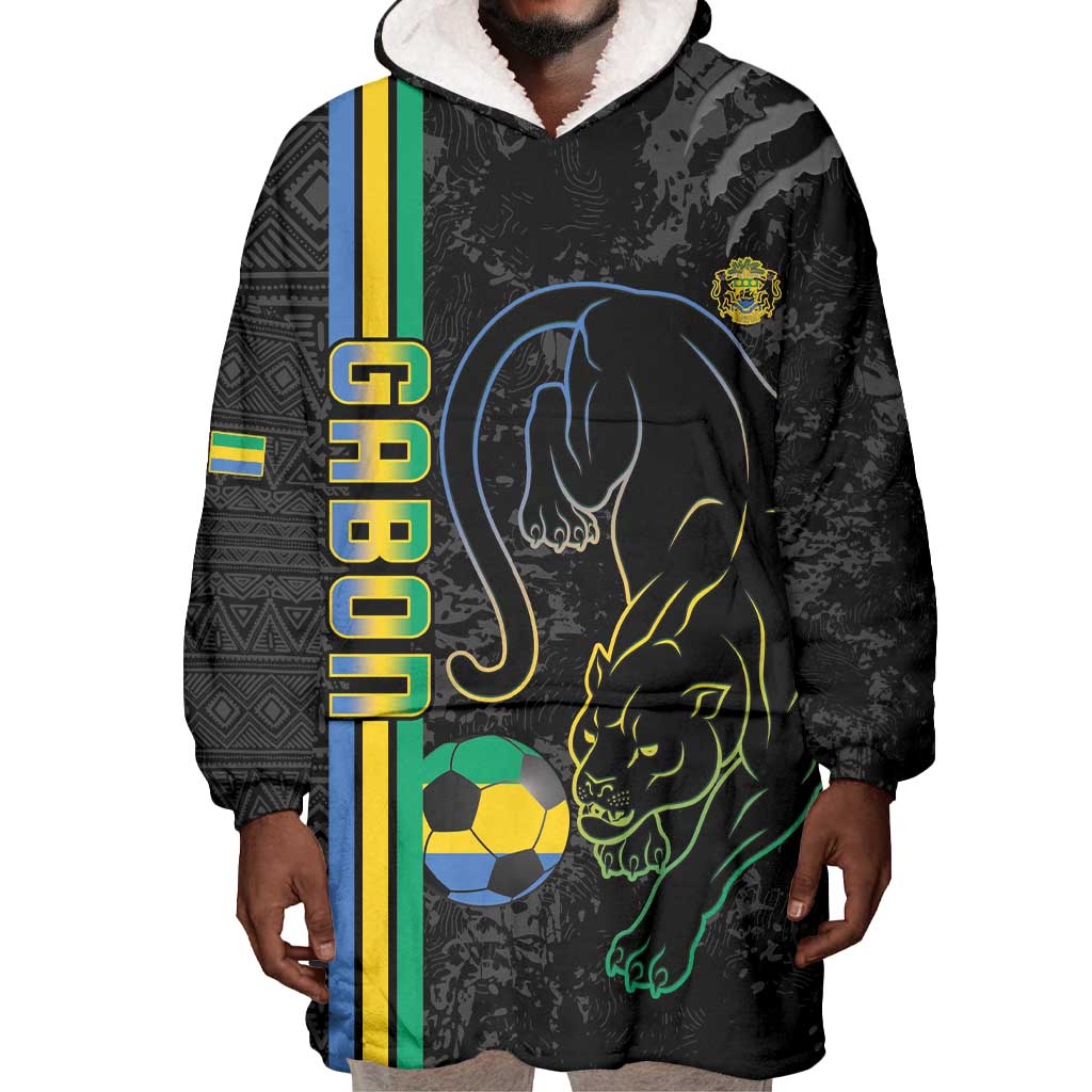 Custom Gabon Football Wearable Blanket Hoodie Go Champions - Black Ver LT15
